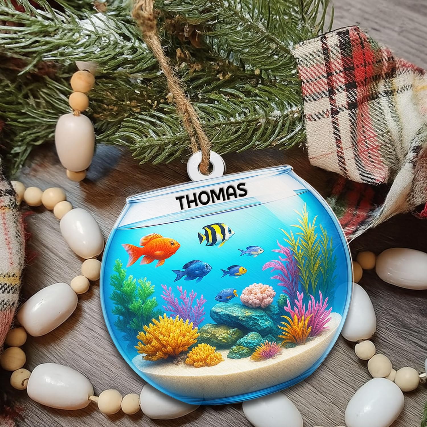 Personalized Aquarium Fish Tank Ornament, Fishes Christmas Ornament, Underwater Aquarium Ornament, Aquarium Decorations for Fish Tank, Gift for Ocean Lovers, Scuba Divers (FT10)
