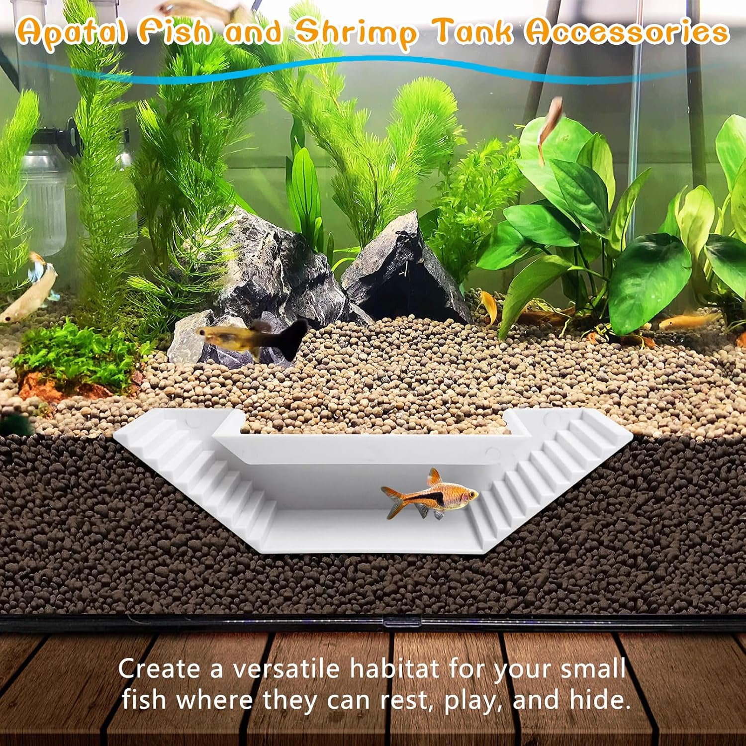 Aquarium Underground Tunnel Small Fish Cave Hideout with 2 Entrances Under Gravel Viewing Shrimp Tunnel Plastic Fish Tank Decoration (White)