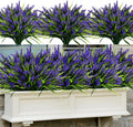 Geegoods 48 Bundles Artificial Plants Flowers Outdoor – Faux Lavender Flowers with Monkey Grass UV Resistant Plastic Faux Plants for Garden Porch Window Patio Hanging Planter Home Decor