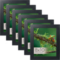wallsthatspeak Elements 8x10 Picture Frame with Easel for Shelf Décor, Black Frame Displays Vertically or Horizontally, Includes High Clarity Glass, Set of 6