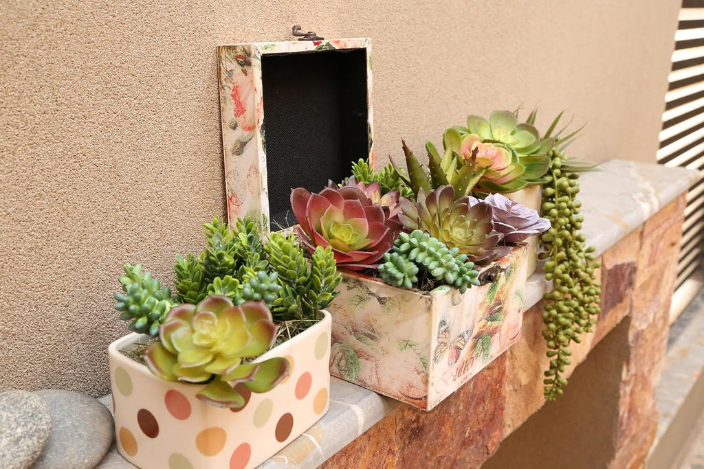 DECOROUS Artificial Succulents Plants Unpotted -14 Pack– Large Fake Succulent Plant Indoor Outdoors – Realistic Faux Cactus Suculentas Bulk for Home DIY Décor – Small Desert Plastic Cacti Succulants