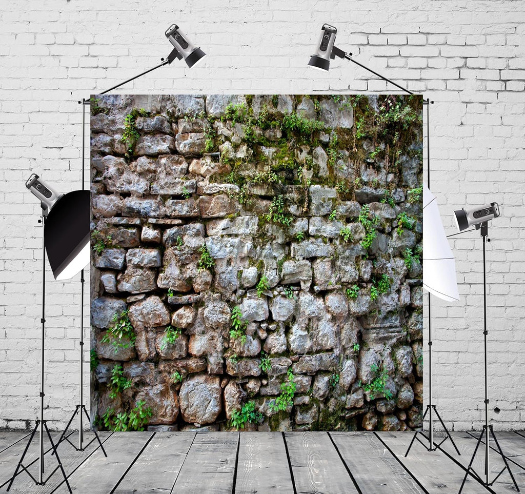 BELECO 8x8ft Fabric Vintage Brick Stone Wall Backdrop for Photography, Party Decorations and Studio Booth Photo Props