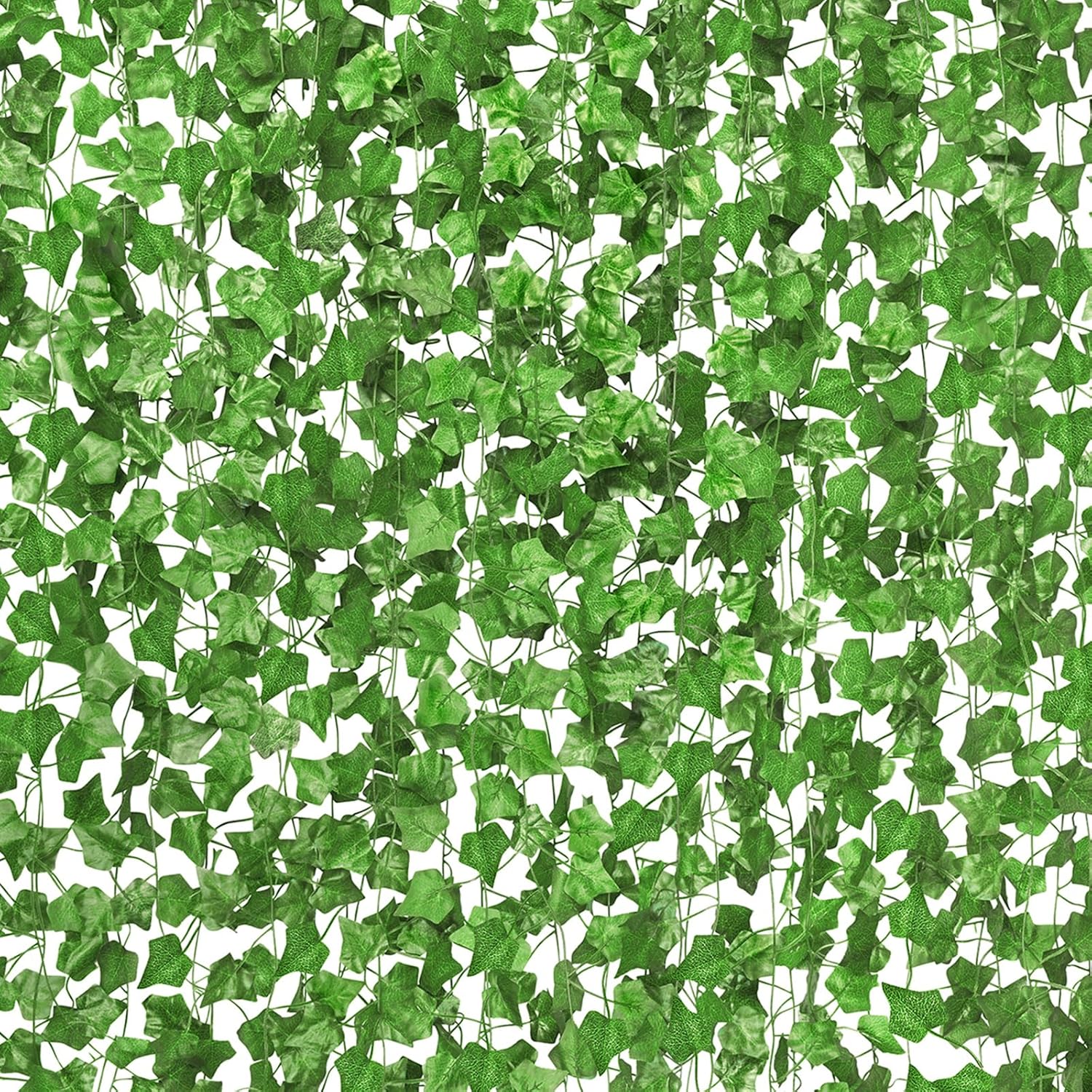 CQURE 42 Pack 294Ft Artificial Ivy Garland,Ivy Garland Fake Vines UV Resistant Green Leaves Fake Plants Hanging Vines for Home Kitchen Wedding Party Garden Wall Room Decor