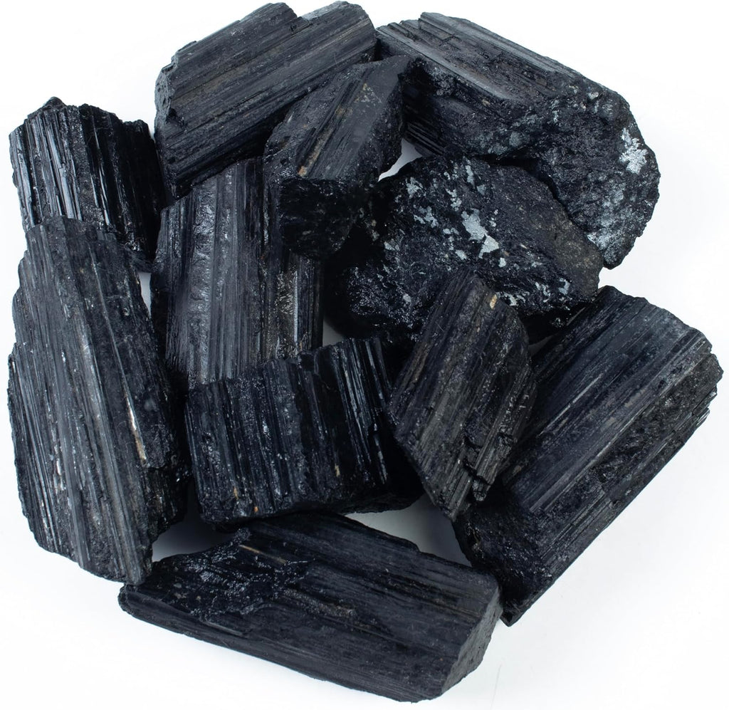 Crocon 1LB Black Tourmaline Rough Bulk Natural Stone Raw Gemstone Tumbling Cabbing Polishing Gem Mining Chakra Balancing Reiki Healing Good Luck Home Office Decor