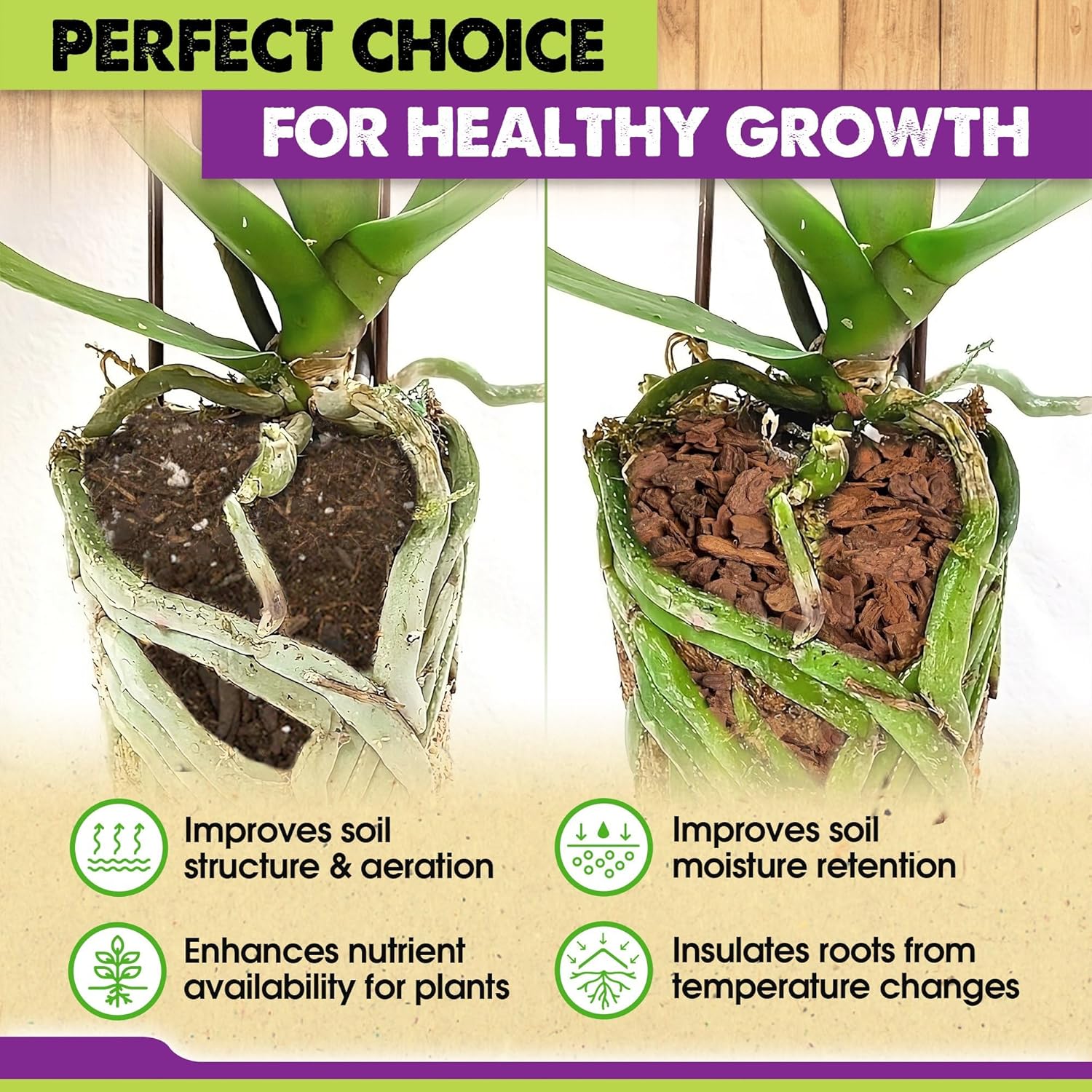 DUSPRO Recycle Orchid Bark Bulk for Plants, Optimal Texture Bark for Orchids Potting, Ideal Wood Chips for Plants (2 Quart)