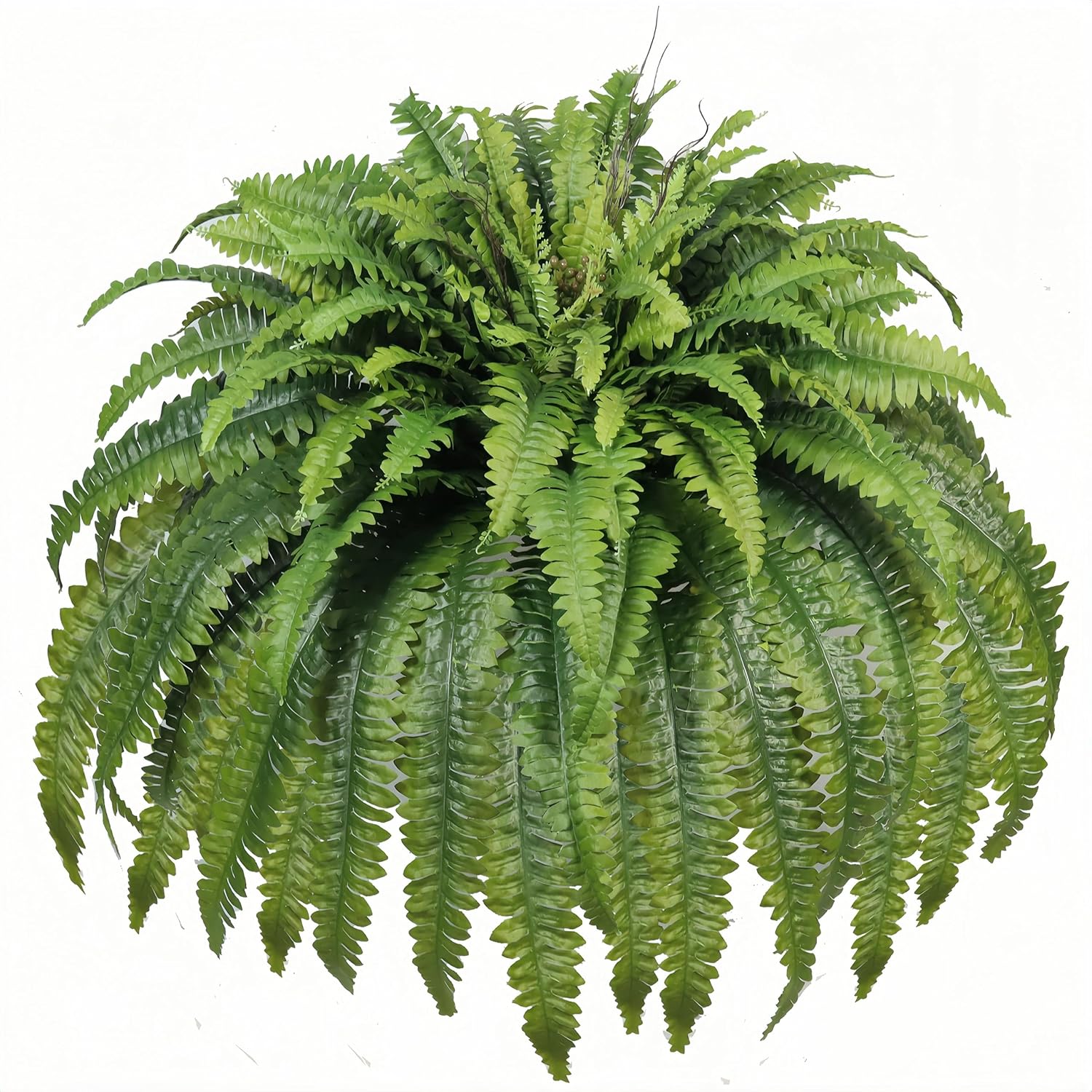 Artificial Ferns for Outdoors Large, 50" Fake Fern with Fruitlet & Vines, 98 Fronds Lifelike UV Resistant Faux Greenery Plants Ideal for Planters Porch Garden Hall Home Indoor Decor, Hanging or Potted