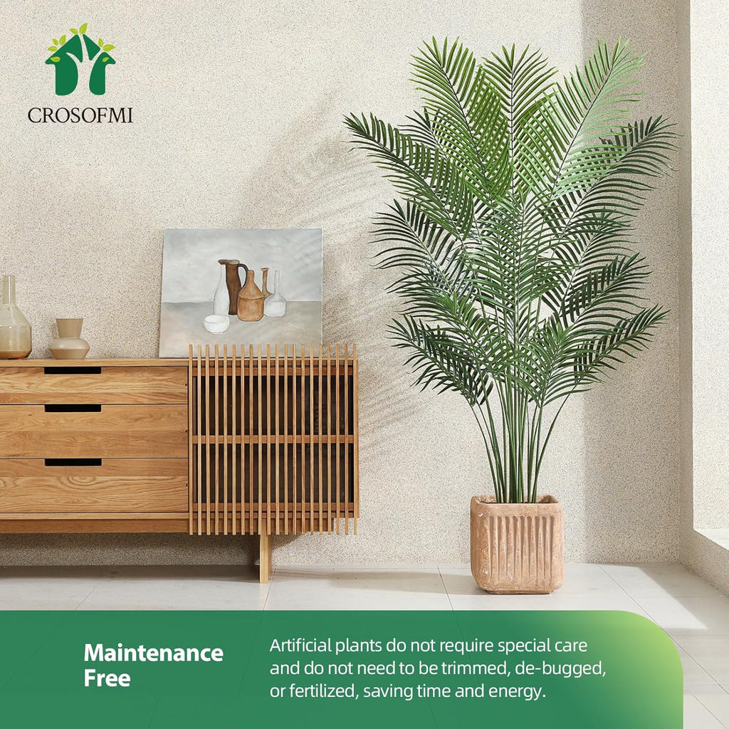 Artificial Areca Palm Plant 6Ft Fake Tropical Palm Tree, Perfect Faux Dypsis Lutescens Plants in Pot for Indoor Outdoor House Home Office Garden Modern Decoration Housewarming Gift,1Pcs