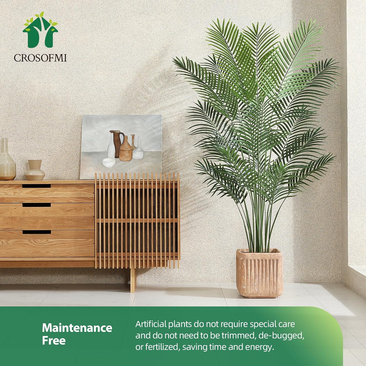 Artificial Areca Palm Plant 6Ft Fake Tropical Palm Tree, Perfect Faux Dypsis Lutescens Plants in Pot for Indoor Outdoor House Home Office Garden Modern Decoration Housewarming Gift,1Pcs