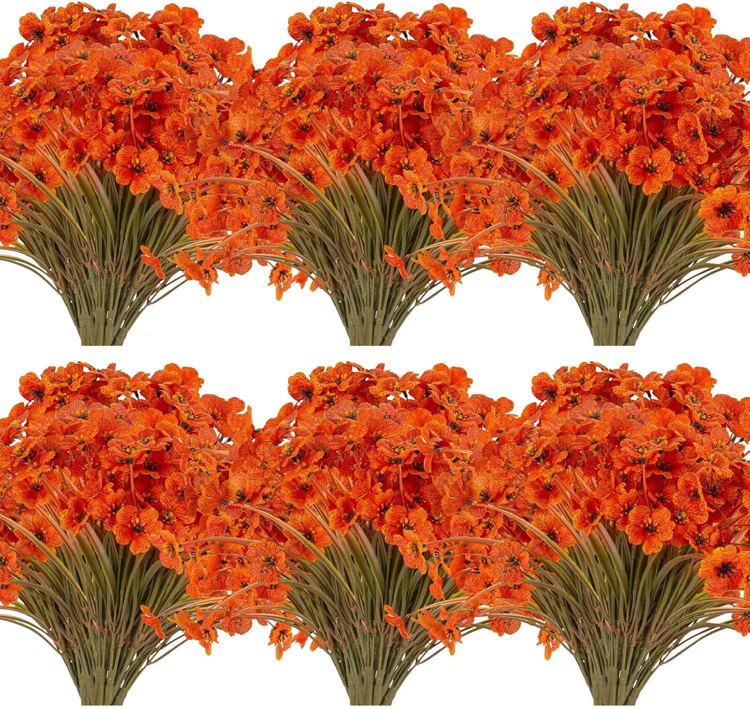 20 Bundles Artificial Fall Flowers Outdoor UV Resistant Fake Flowers No Fade Faux Plastic Plants Garden Porch Window Box Decorating (Fall Brown