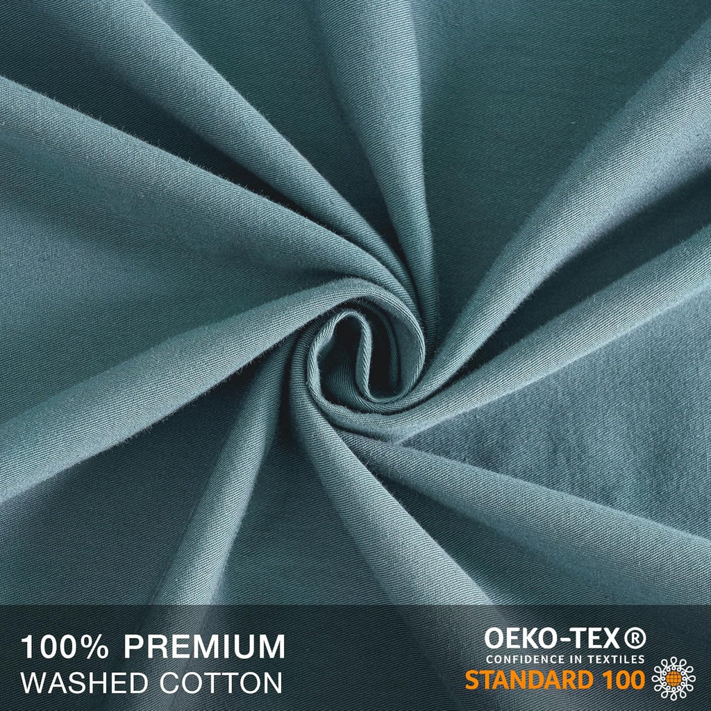 JELLYMONI Pillowcases King Set of 2 Cotton Envelope Pillow Covers Grayish Blue 20×36in Bed Pillow Case 100% Washed Cotton Soft Breathable (Pillows are not Included)