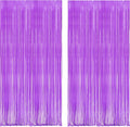 BRAVESHINE Tinsel Photo Backdrop Curtains - 2Pcs 3.2x8.2ft Pastel Purple Foil Fringe Streamer for Hunters/Christmas/Birthdays/Bachelorette/Engagement/Valentines/Mermaid/Butterfly Party Decorations