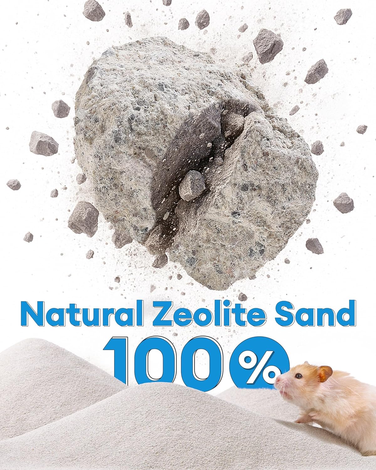 BUCATSTATE Hamster Sand 6.6LB, Highly Absorbent & Odor Control Potty Litter, Sand for Hamster Bath, Chinchillas, Gerbils, Mice, Degus and Other Small Pets (ZeoliteSand)
