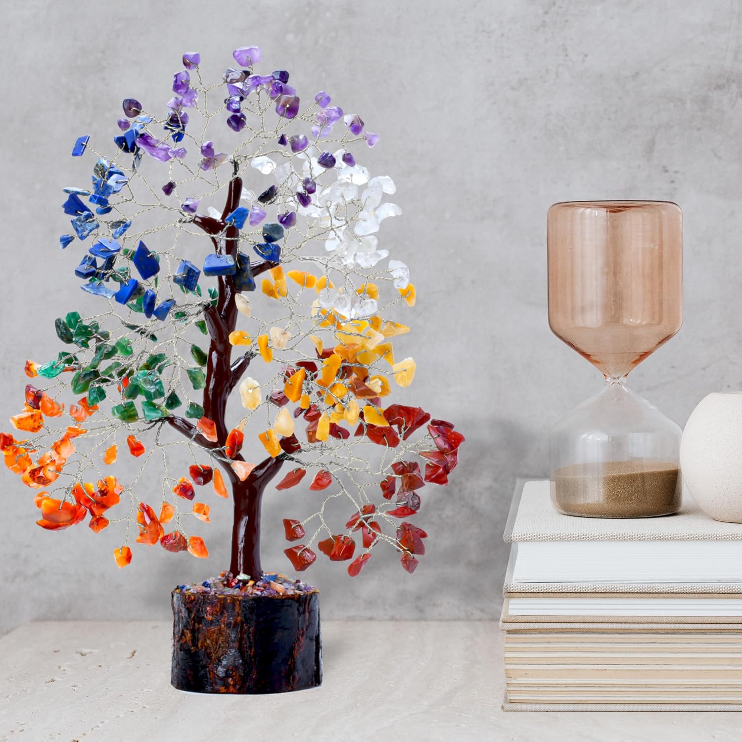 ZENFULSTONE 7 Chakra Tree of Life Spiritual Décor for Home & Office | Handmade Crystal Bonsai for Positive Energy & Healing | Wonderful for Her
