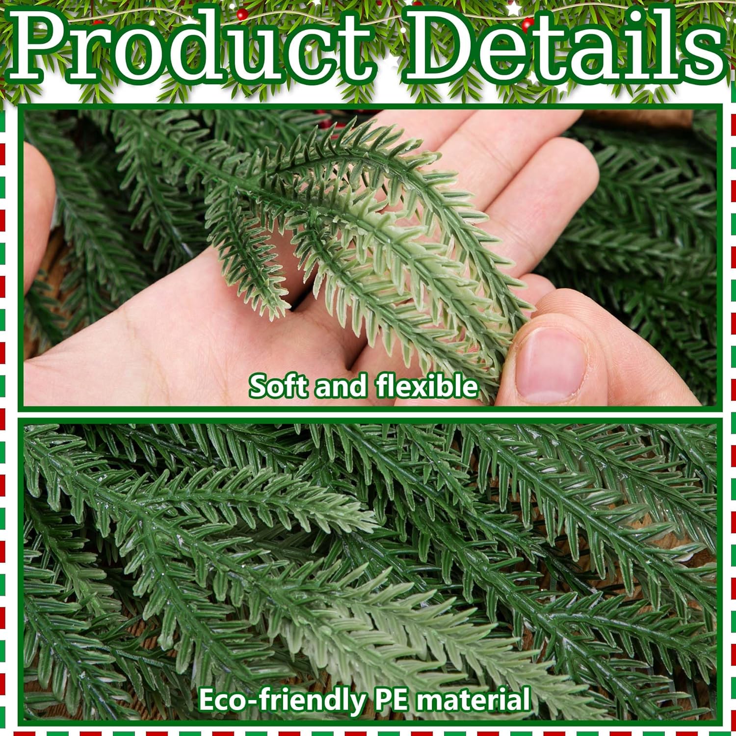 2 Pcs Artificial Christmas Teardrop Swag with Berries and Pinecones, Faux Berry Pine Branch Teardrop Door Swag, Real Touch Norfolk Wreath Greenery Staircase Swags for Xmas Door Mantle Fireplace Decor
