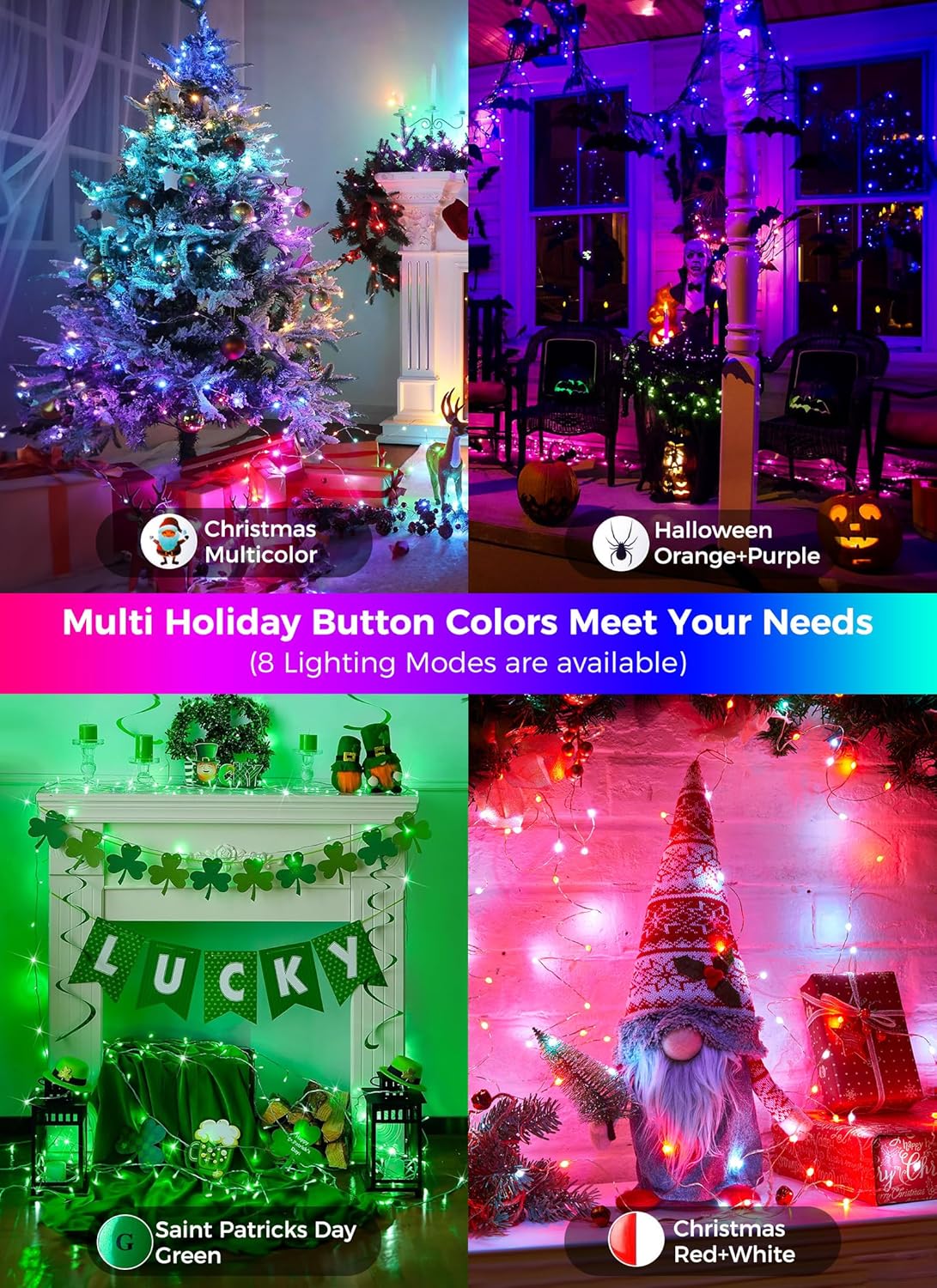 Brightown Fairy Lights Color Changing - 22 Color 66FT 200 LED Plug in String Lights with Remote, Halloween String Lights Indoor with 12 Modes, Christmas Fairy Lights for Bedroom Classroom