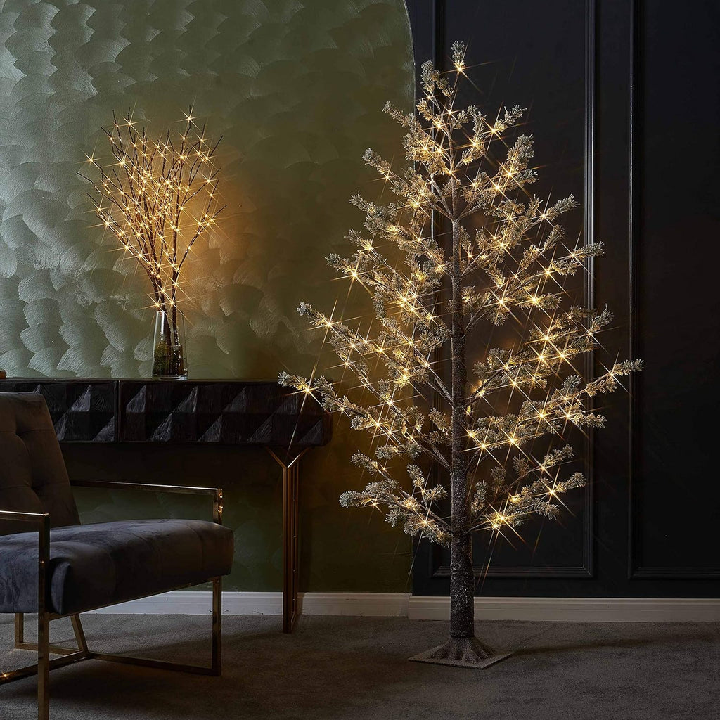 LITBLOOM Pre lit Faux Noway Christmas Pine Tree Lights 6FT 126 Warm White LED for Indoor Outdoor Home Decoration