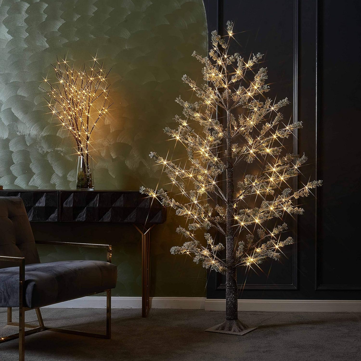 LITBLOOM Pre lit Faux Noway Christmas Pine Tree Lights 6FT 126 Warm White LED for Indoor Outdoor Home Decoration