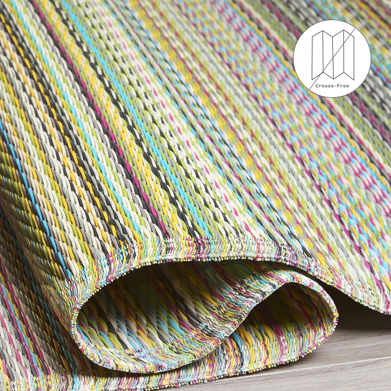 Fab Habitat Outdoor Rug - Waterproof, Fade Resistant, Crease-Free - Premium Recycled Plastic - Striped - Patio, Deck, Porch, Balcony, Laundry Room - Cancun - Candy - 4 x 6 ft