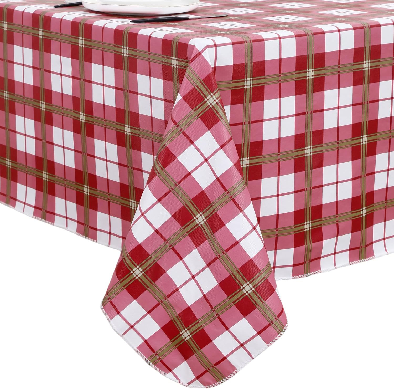Walrus Heavy Duty Vinyl Tablecloth with Flannel Backing Waterproof Oil-Proof Plastic Table Cloth Stain-Resistant Wipeable Rectangle or Square Table Cover for Indoor and Outdoor (Lattice,54x54 Inch)