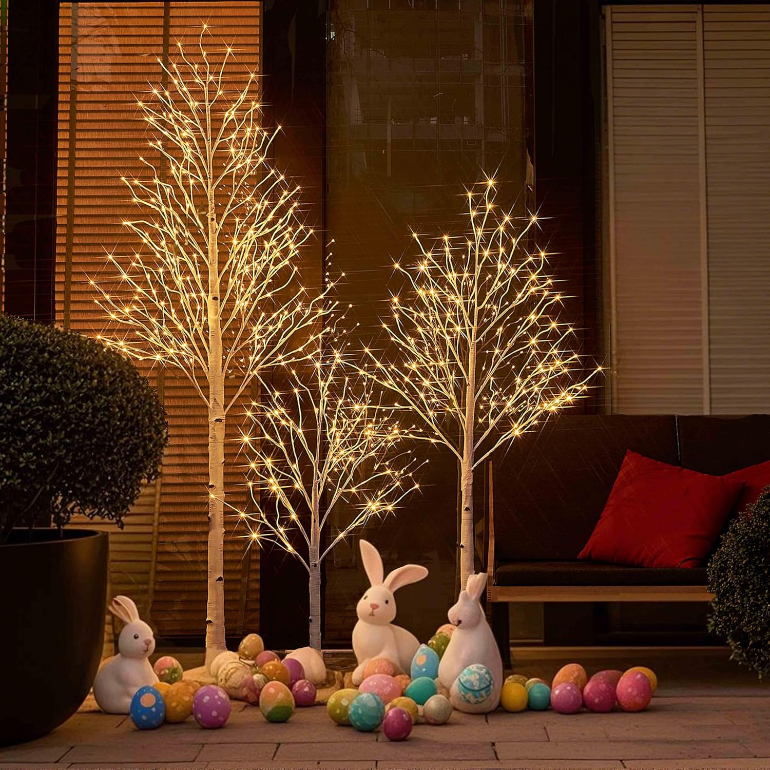Hairui Lighted Birch Tree 8FT 240 Warm White Lights, White Twig Tree with Lights for Wedding Party Christmas Decoration Indoor Outdoor Use