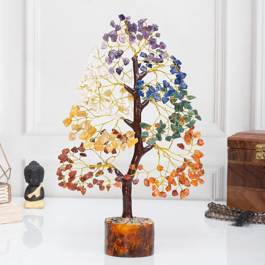 7 Chakra Tree of Life - Crystal Tree for Positive Energy, Attract Good Luck Mothers Day Feng Shui Money Bonsai - Gemstone Tree, Seven Chakra Healing Stones, Home Decoration Gift