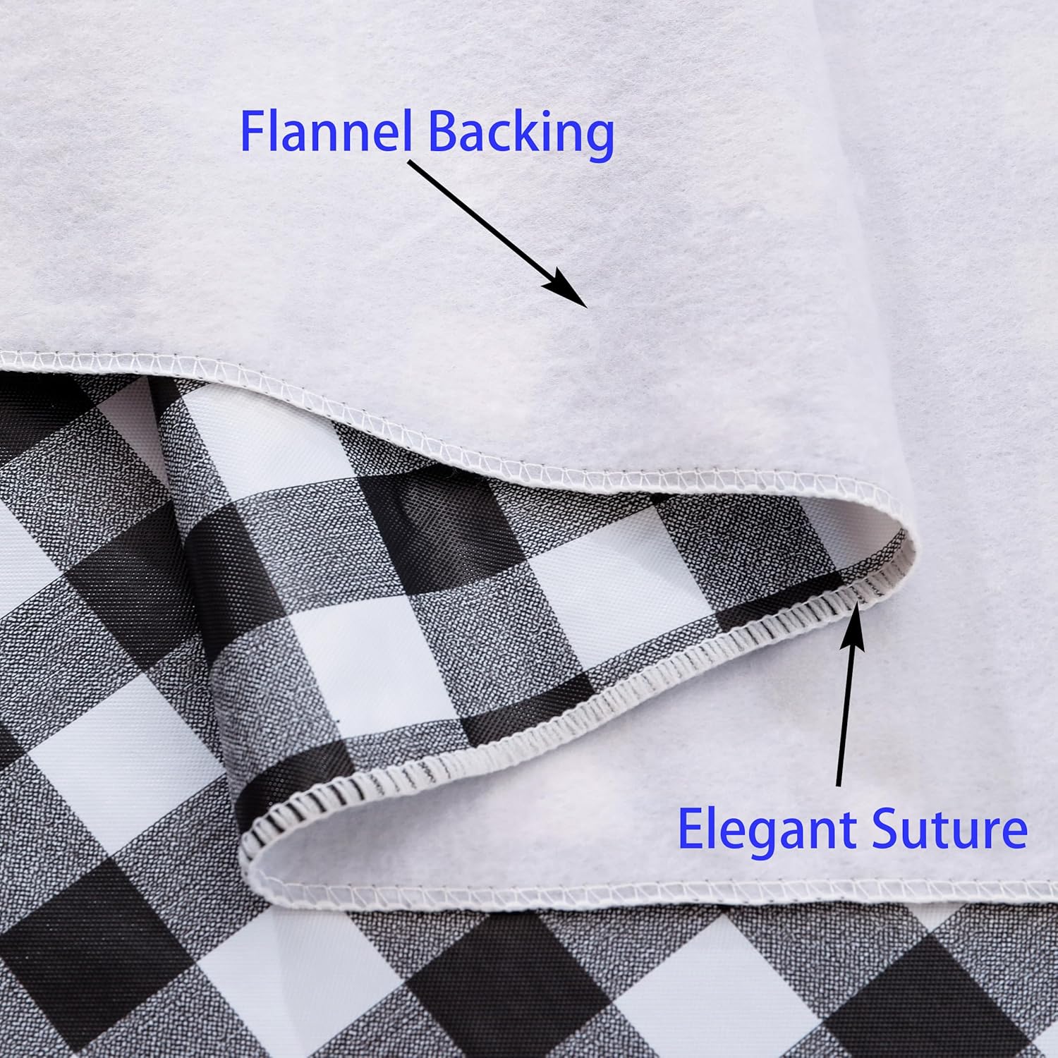 Heavy Duty Vinyl Tablecloth with Flannel Backing Waterproof Oil-Proof Plastic Table Cloth Stain-Resistant Wipeable Rectangle or Square Table Cover for Indoor and Outdoor (Black Checkered, 52x70 Inch)
