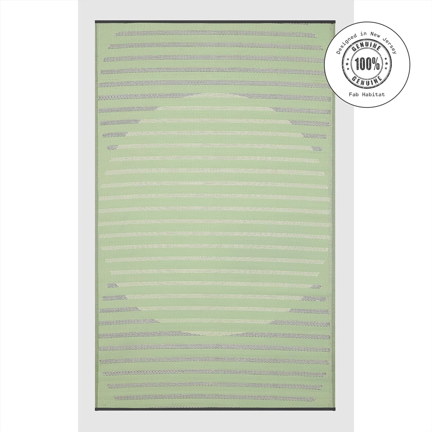 Fab Habitat Striped Outdoor Rug - Waterproof, Fade Resistant, Crease-Free - Premium Recycled Plastic - Porch, Deck, Balcony, Mudroom, Laundry Room, Patio - Kyoto - Green - 3 x 5 ft