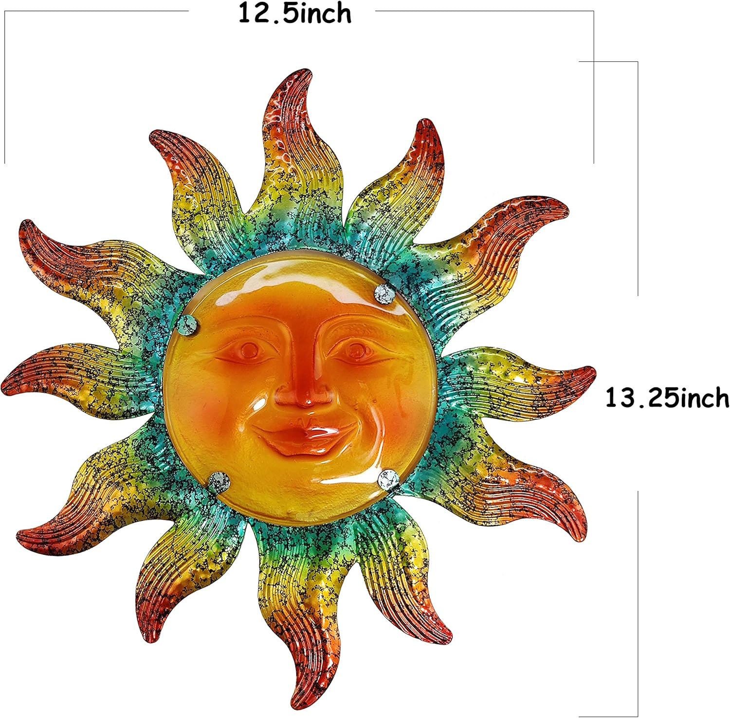 JOYBee Metal Sun Face Wall Art Decor-Sunface all Decor-Home Decor Artistic Sun Face Metal Wall Sculpture for Indoors or Outdoors Kitchen Farmhouse patio porch (13.25 * 12.5inch)