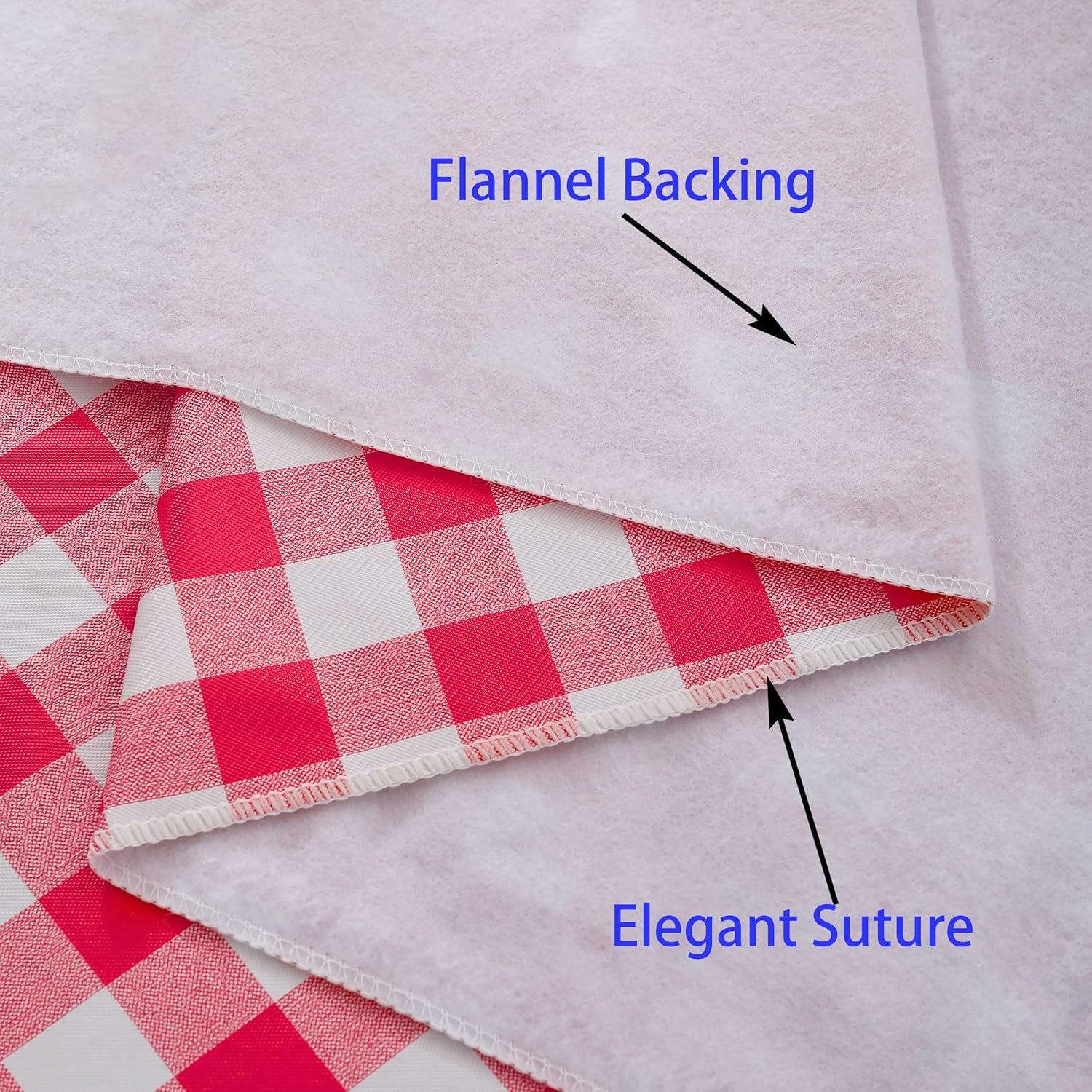 Heavy Duty Vinyl Tablecloth with Flannel Backing Waterproof Oil-Proof Plastic Table Cloth Stain-Resistant Wipeable Rectangle or Square Table Cover for Indoor and Outdoor (Red Checkered, 52x70 Inch)