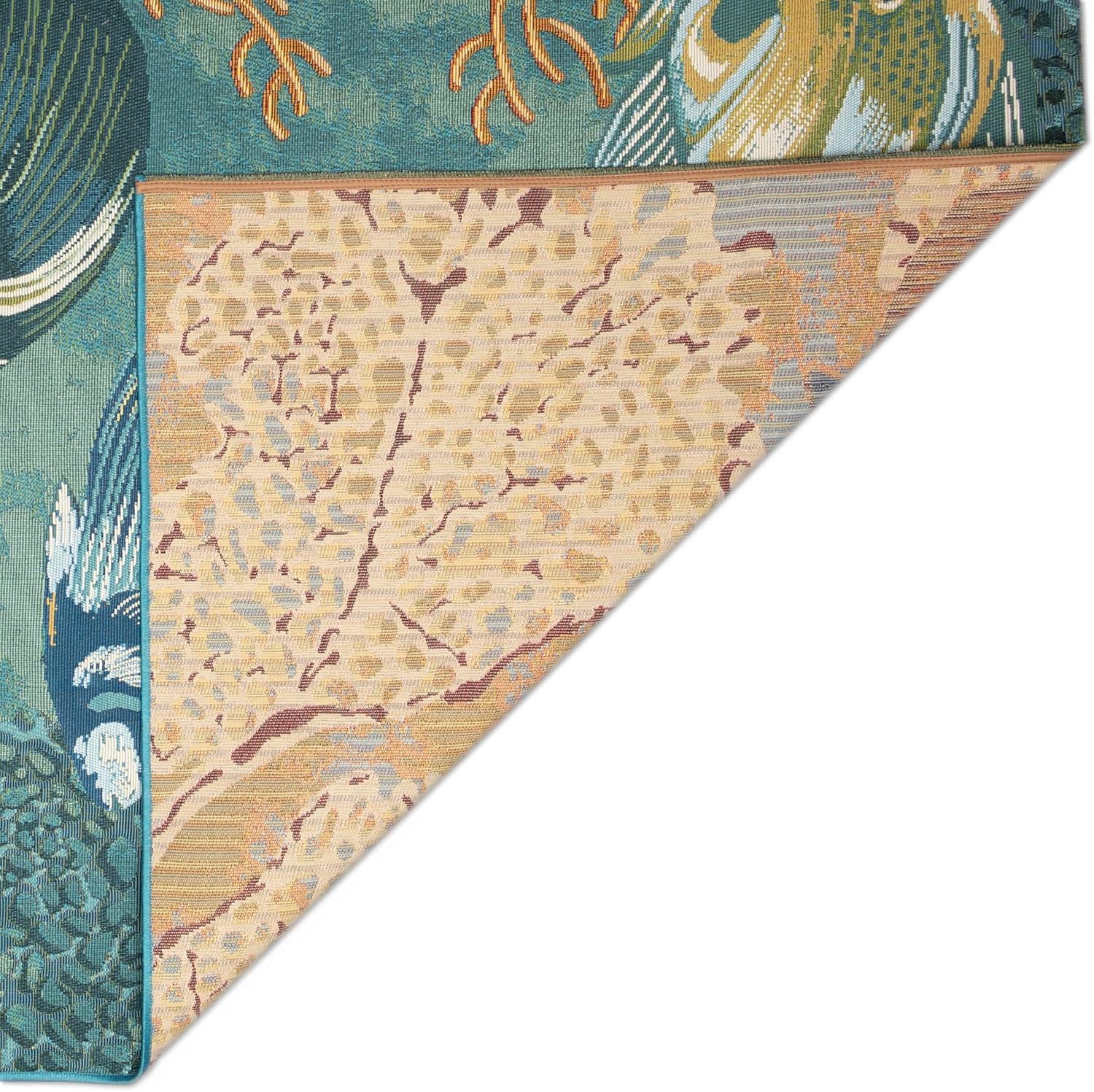 Liora Manne Marina Indoor/Outdoor Power Loomed Synthetic Blend Low Profile Area Rug - Transitional Graphic Coastal Animal Colorful (Fish Aqua) (8'10" x 11'9")