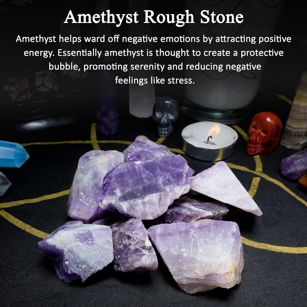 Crocon 2LB Amethyst Rough Bulk Natural Stone Raw Gemstone Tumbling Cabbing Polishing Gem Mining Chakra Balancing Reiki Healing Good Luck Home Office Decor