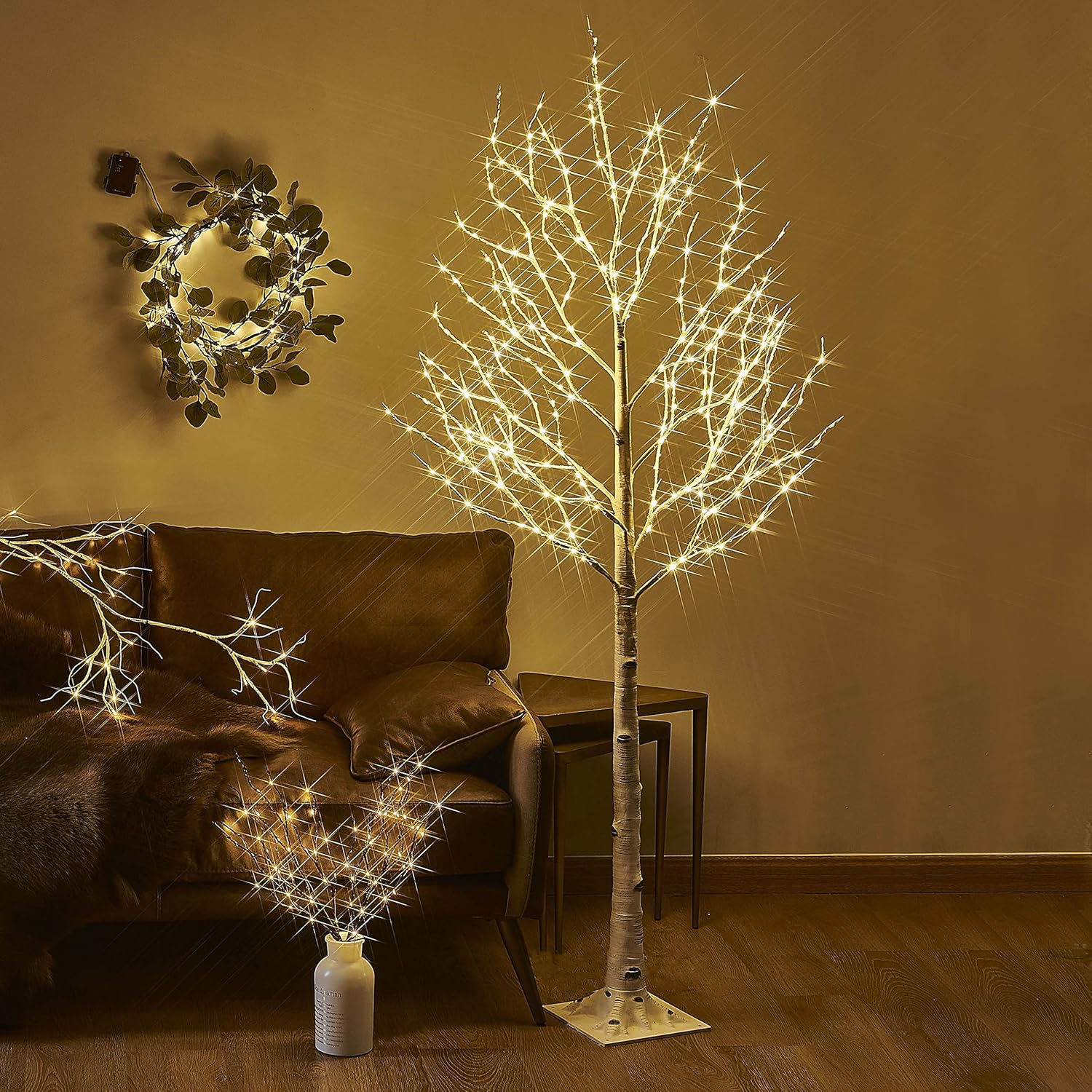 BAOLITVINE Lighted Birch Tree Plug in 330 Fairy Lights 6FT, Twig Tree with Lights for Indoor Outdoor Home Room Porch Christmas Decoration