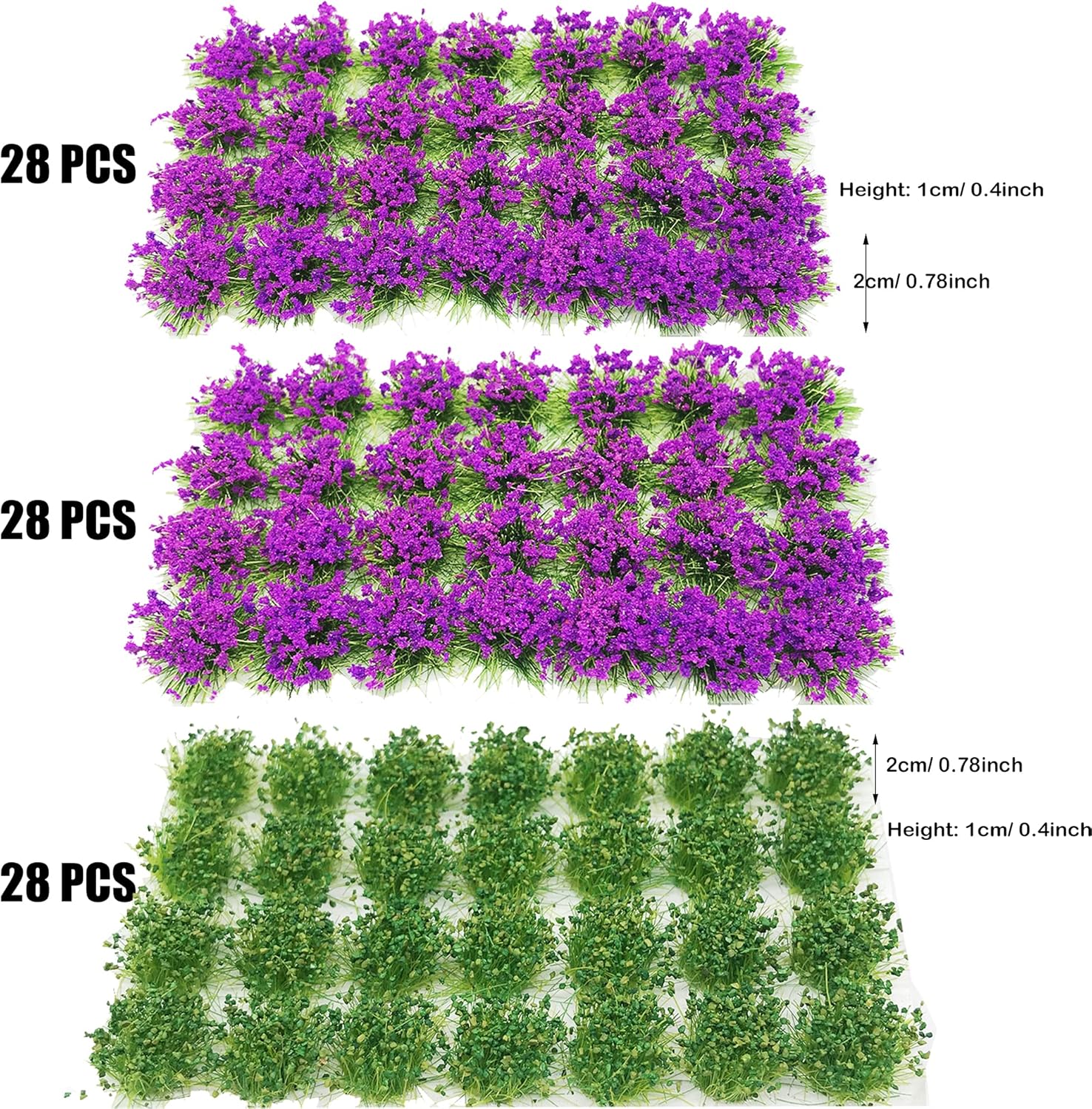 Cayway 11 PCS Flower Cluster Model Flower Vegetation Groups Grass Tufts Set, Model Trees and House, Miniature Static Scenery Model for DIY Architecture Building Garden Scenery Landscape
