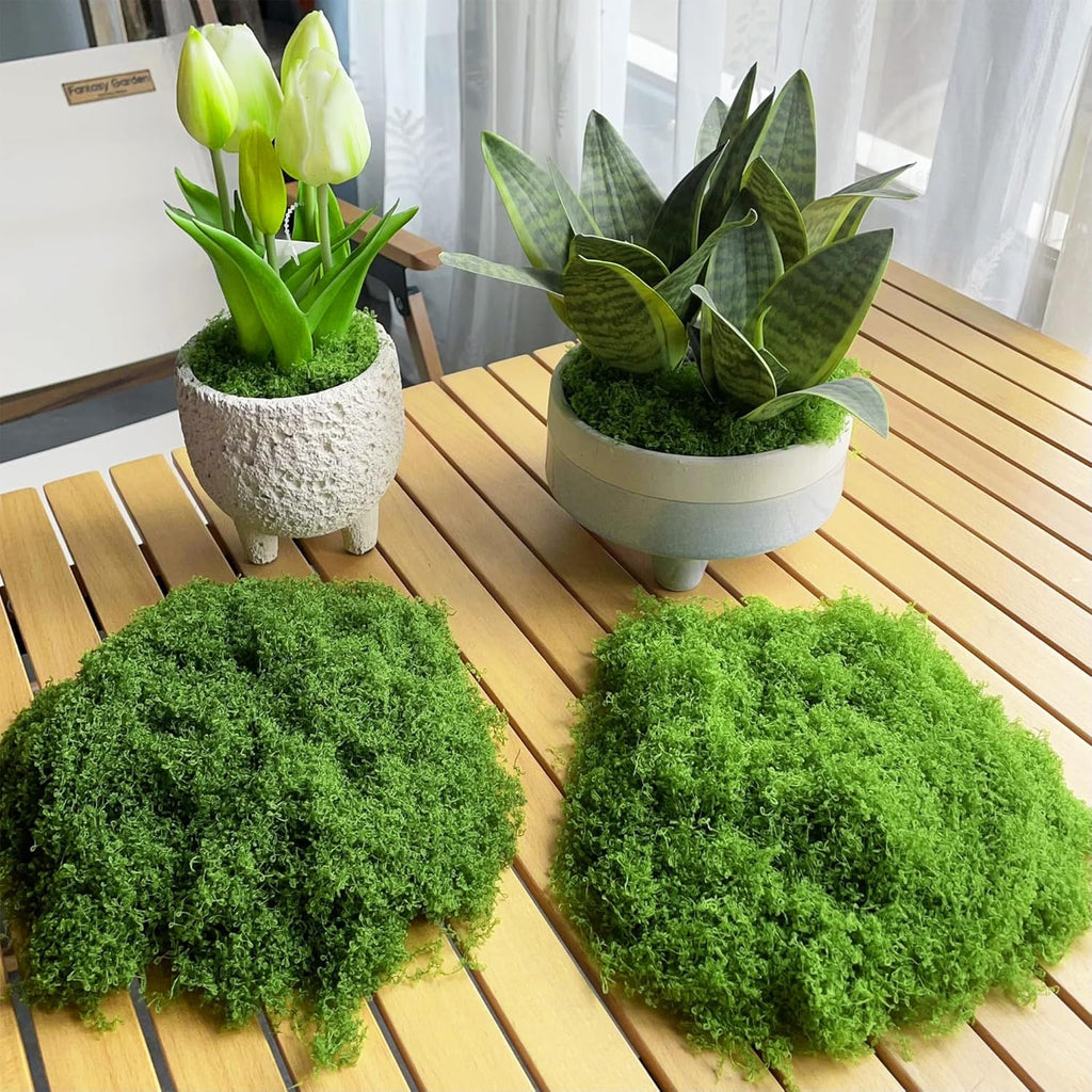Artificial Faux Moss, 1.76 oz Fake Green Moss for Crafts Preserved, Artificial Moss for DIY Scenery, Fake Moss Decor Decorative Table, Centerpieces Decor, Fairy Garden, Floral Wedding