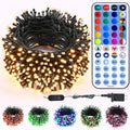 BrizLabs RGB + Warm White Christmas Lights, 98.5FT 300 LED Color Changing String Lights with Remote, Red White Christmas Light, Twinkle Mini Light Dimmable Tree Light for Indoor Outdoor Xmas Halloween