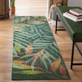 Liora Manne Marina Indoor/Outdoor Power Loomed Synthetic Blend Low Profile Area Rug - Contemporary Graphic Botanical Floral Colorful (Leaves Blue) (1'11" x 7'6")