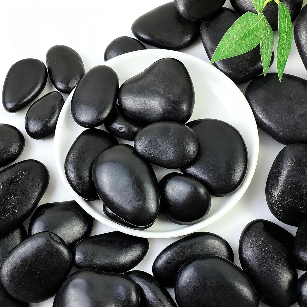SIDONG 5 lbs Black River Rocks, 1.2-2 Inches Polished Pebbles for Indoor Plants, Aquarium Rocks Used in Fish Tank, Decorative Stones for Plants, Vases, Home Décor, Crafting, Garden Landscaping