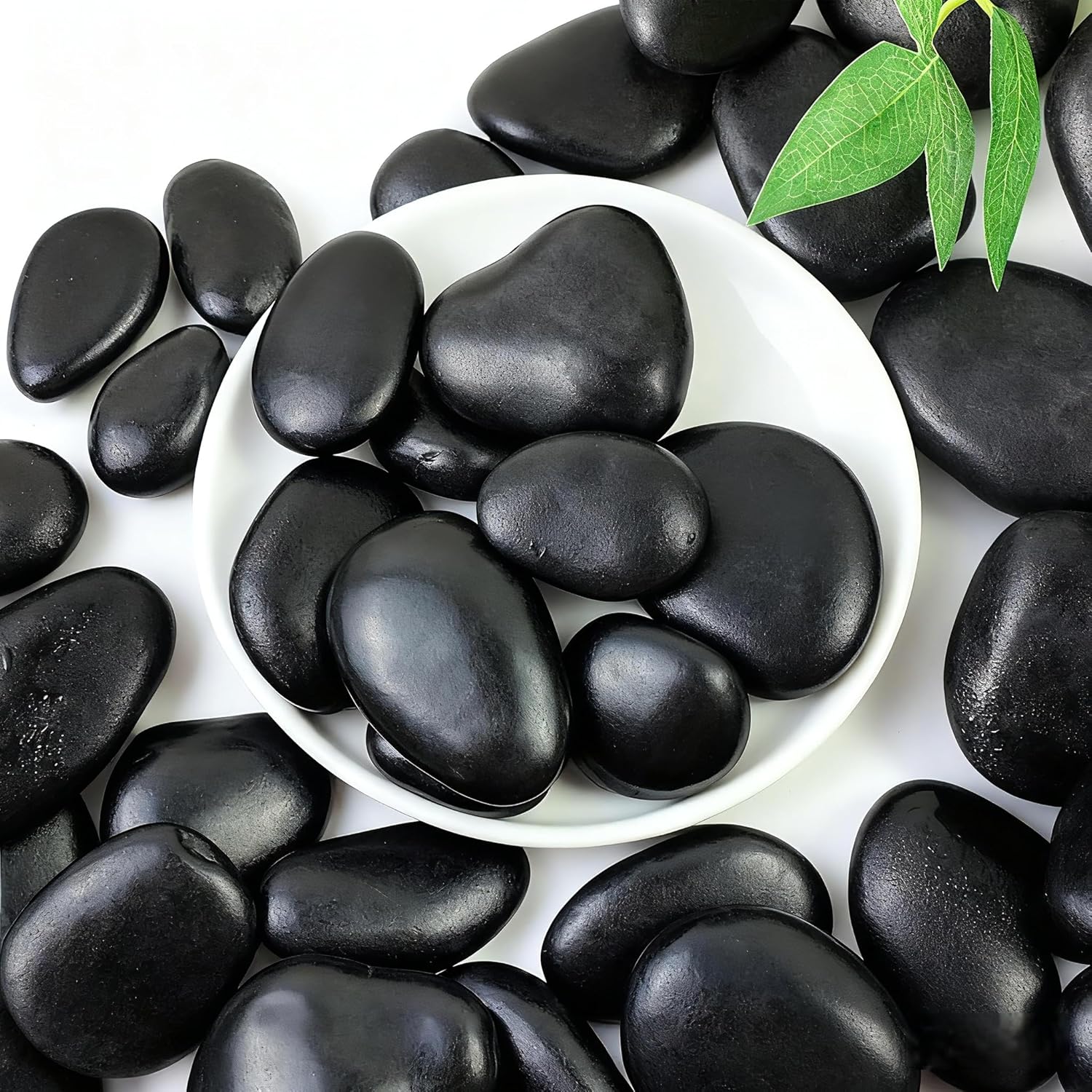 SIDONG 5 lbs Black River Rocks, 1.2-2 Inches Polished Pebbles for Indoor Plants, Aquarium Rocks Used in Fish Tank, Decorative Stones for Plants, Vases, Home Décor, Crafting, Garden Landscaping
