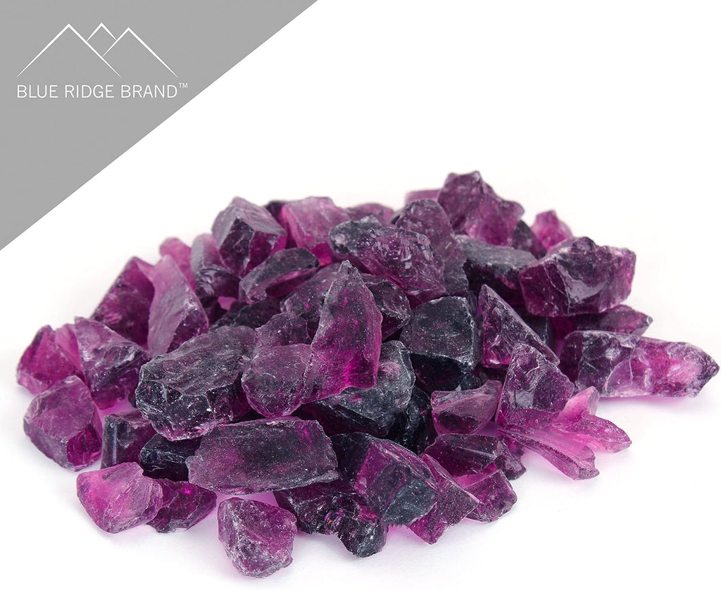 Fire Pit Glass - Fire Glass for Fire Pit - Firepit Glass Rock - Glass Stones - Fire Pit Glass Rocks - Gas & Propane Fire Pit & Fireplace Glass (50 Pound, Purple)