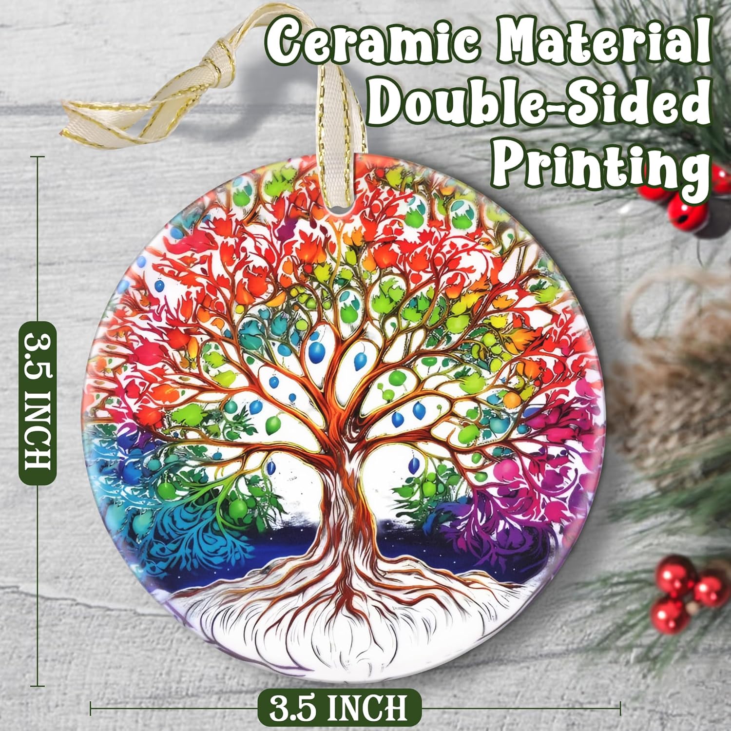 2025 Christmas Ornaments, Round Ceramic, Holiday Decor for Christmas Tree, Gift Idea for Friends