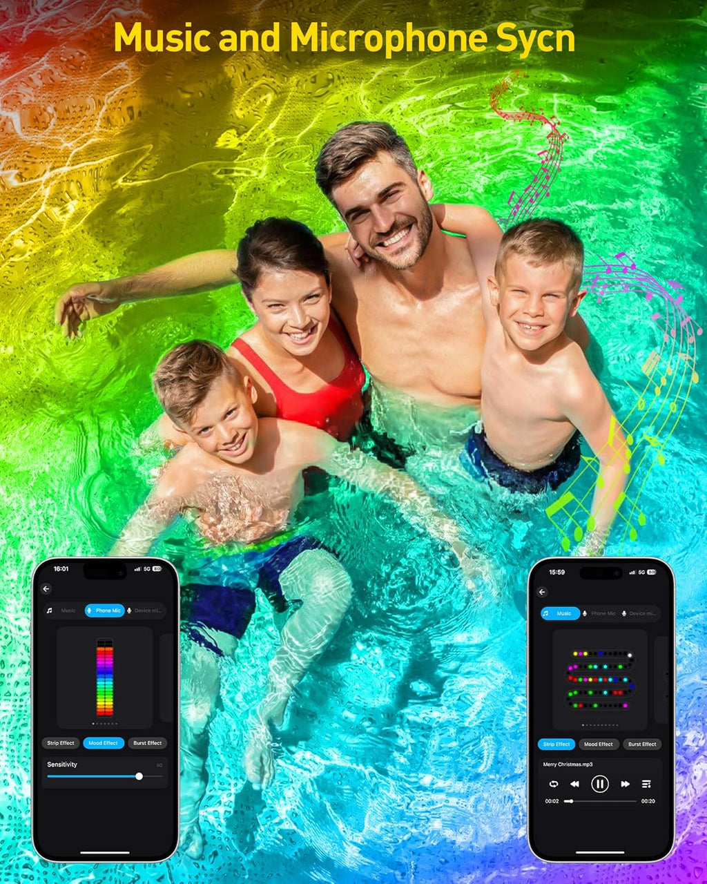 T-SUN Colored Pond Lights with APP and Remote Control – Bright LED Underwater Light Submersible Fountain Lights, IP68 Waterproof Landscape Lighting for Garden Koi Ponds Aquarium (Set of 5)