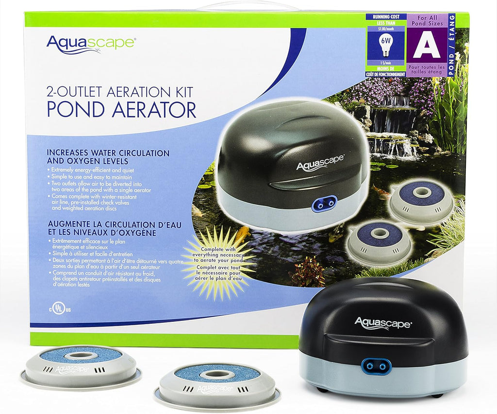 Aquascape 75000 Pond Air 2 (Double Outlet Aeration Kit) & Pond Air Replacement Aeration Disc 4-inch 75005, Gray