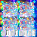 Fairy Lights Battery Operated, 33Ft 100 LED Twinkle Lights with Remote and Timer, 8 Modes Waterproof Lighting for DIY Bedroom Wedding Table Centerpieces Christmas 4 Pack