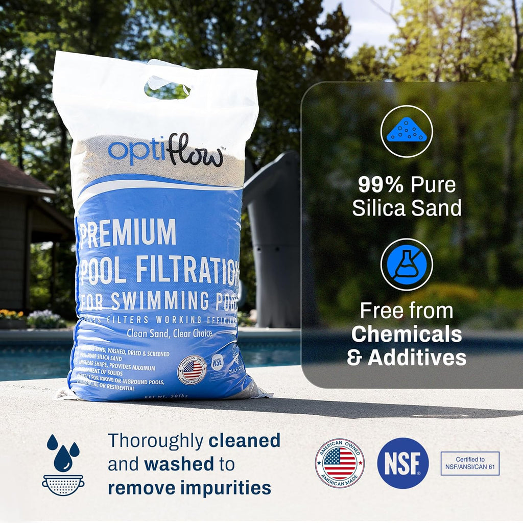 3-Pack Pool Filter Sand, Premium Filtration with Pure Silica Formula, 50 Lbs - Swimming Pool System Accessories and Supplies for Cleaning and Maintenance