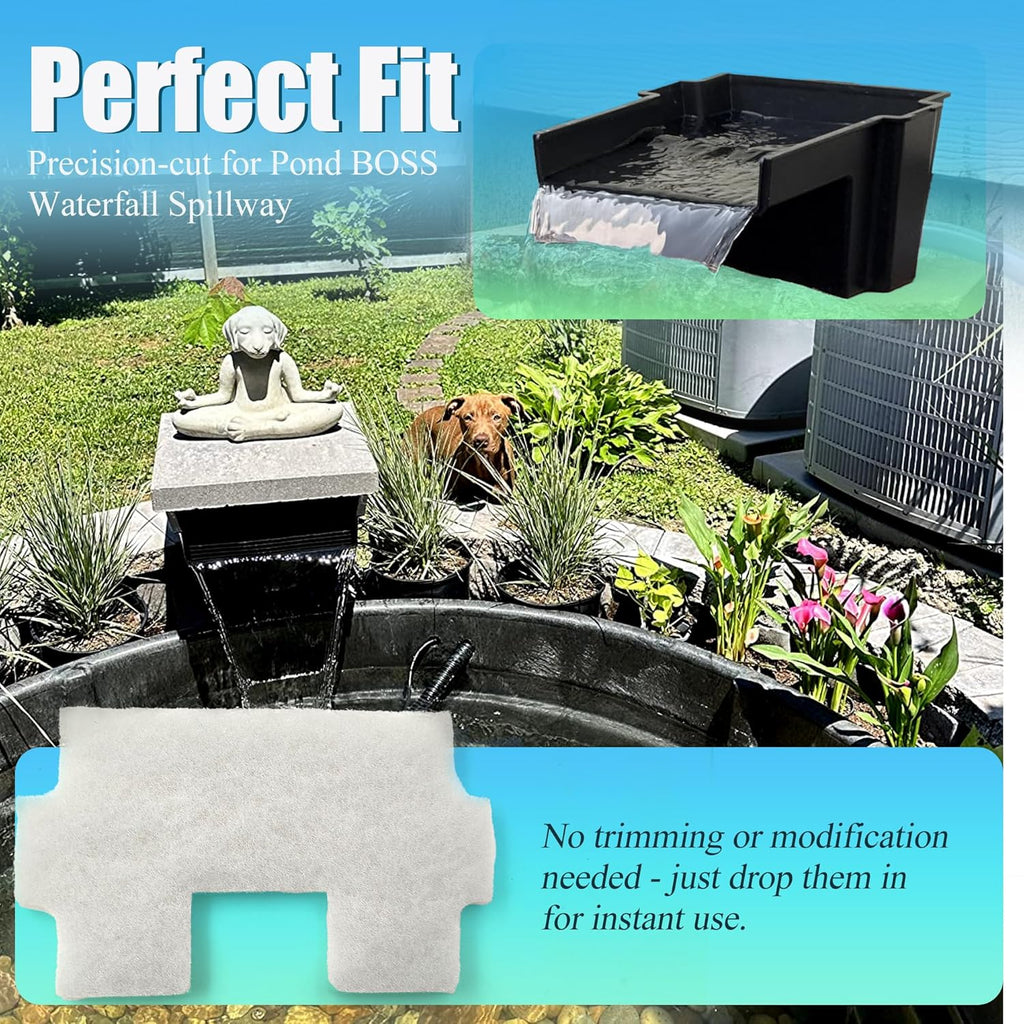 7PCS Pond Filter Media for Pond BOSS Waterfall Spillway, 6 Koi Pond Filter Pad Fine& 1 Pack Ceramic Rings, Reusable Ultra-Durable Fish Pond Filter Material (Spillway not Included