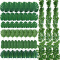XunYee 84 Pcs Artificial Jungle Vines Tropical Leaf Garland and Monstera Palm Leaves Jungle Decoration Set, Fake Ivy Vines Green Greenery Faux Leaves for Baby Shower Safari Tropical Party Decoration