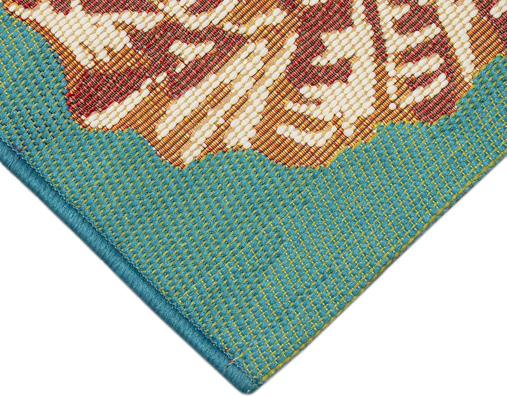 Liora Manne Marina Indoor/Outdoor Power Loomed Synthetic Blend Low Profile Area Rug - Transitional Graphic Coastal Animal Colorful (Starfish Song Aqua) (7'10" x 9'10")