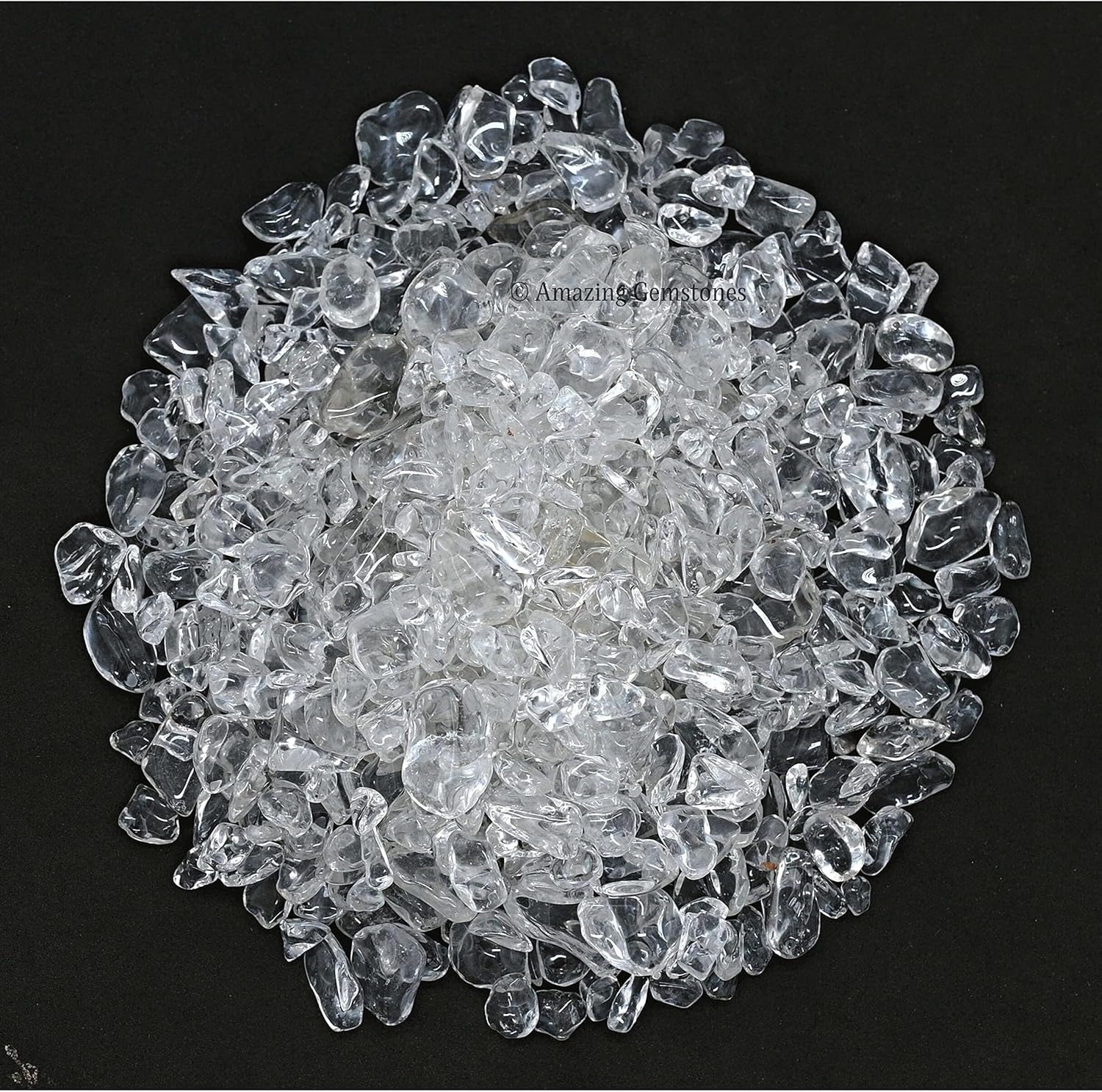 Amazing Gemstone Clear Quartz Crystal Chips Aquarium Gravel Rocks - 1000+ Carat Clear Quartz Chips Bulk Fish Tank Gravel, Small Tumbled Stone Chips and Tiny Crystals for Decoration (Natural AAA Grade)