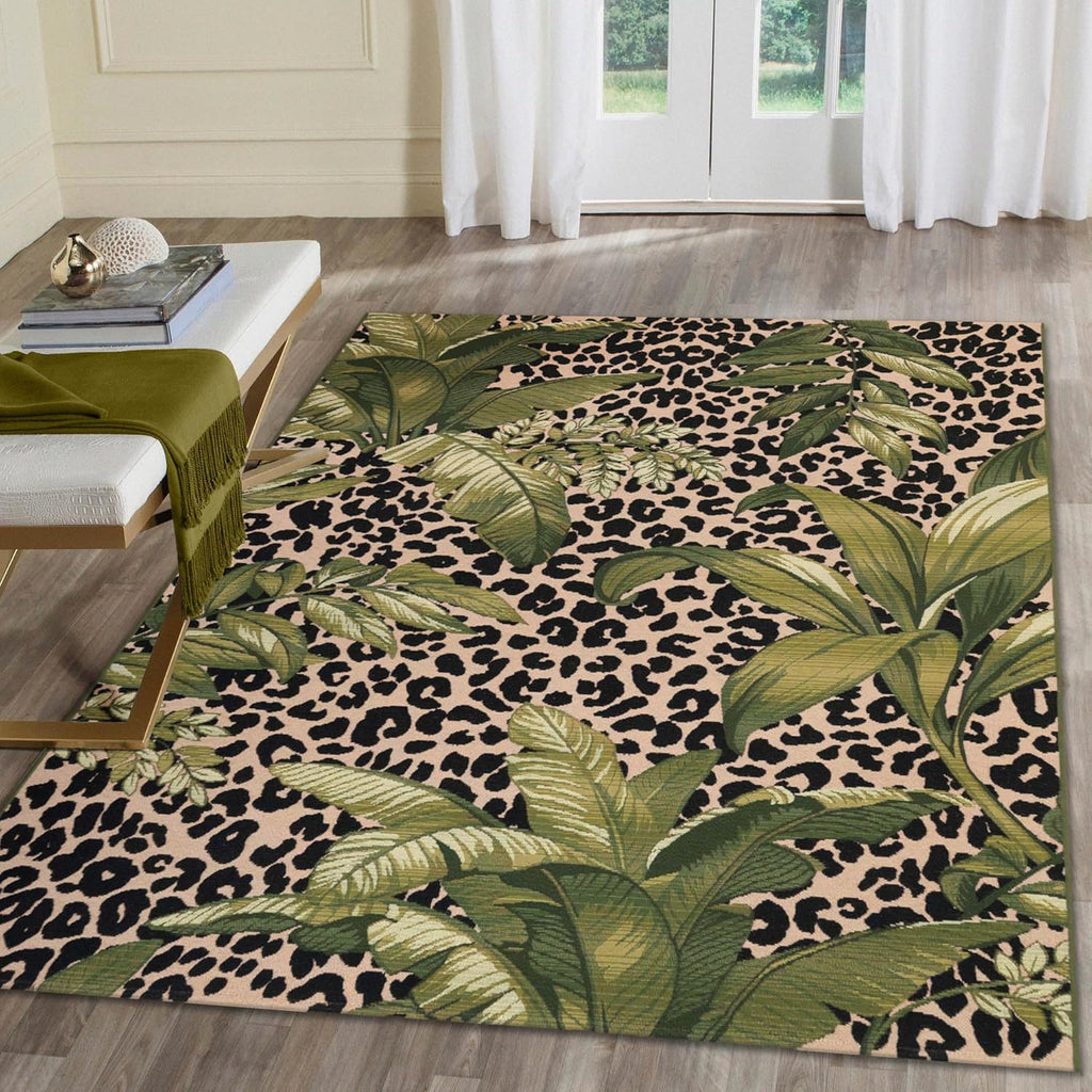 Liora Manne Marina Low Profile Durable Indoor/Outdoor Woven Rug- Safari Green 3'3" x 4'11"