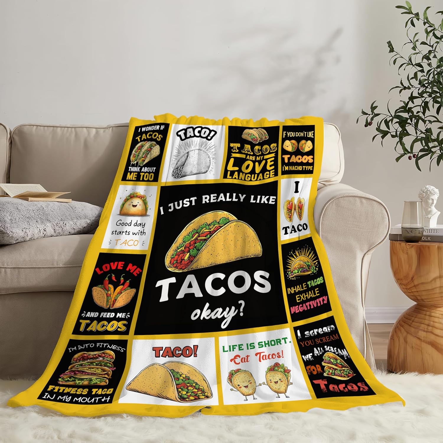 Taco Blanket Food Burrito Throw Blanket Gifts for Taco Lovers Girls Women Kids Boys Adults Men Super Soft Cozy Plush Fluffy Fuzzy Fleece Blanket Home Decor 60''X80''
